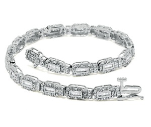 Baguette Diamond Framed Bracelet in 10K White Gold