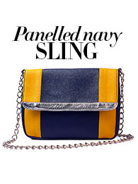 panelled navy sling