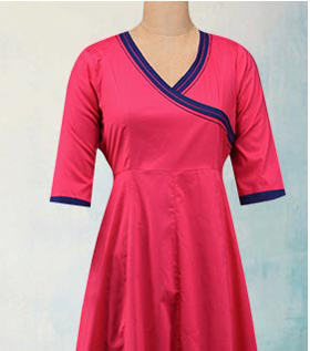 overlap neck solid back dori kurta
