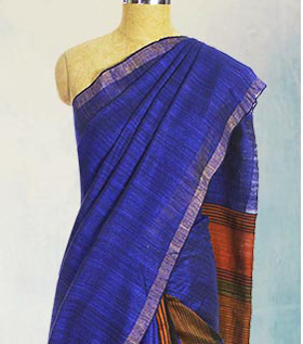 earthy matka silk blue saree