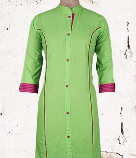 green shirt style cotton kurta
