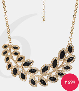 black metallic embellished necklace