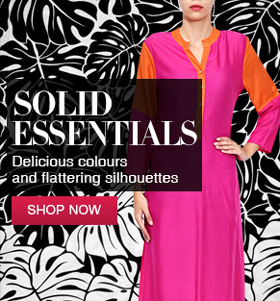 pink rayon and viscose plain three quarter sleeved long kurta