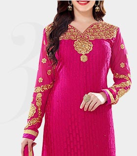 pink net embroidered unstitched suit set