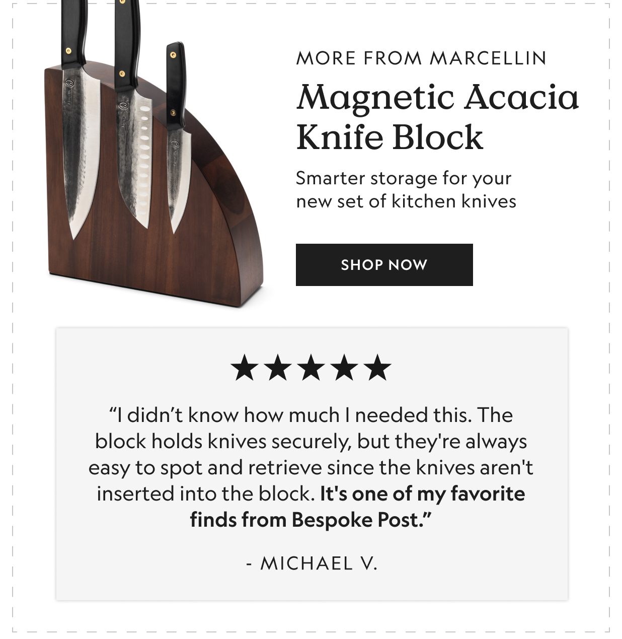 Magnetic Acacia Knife Block