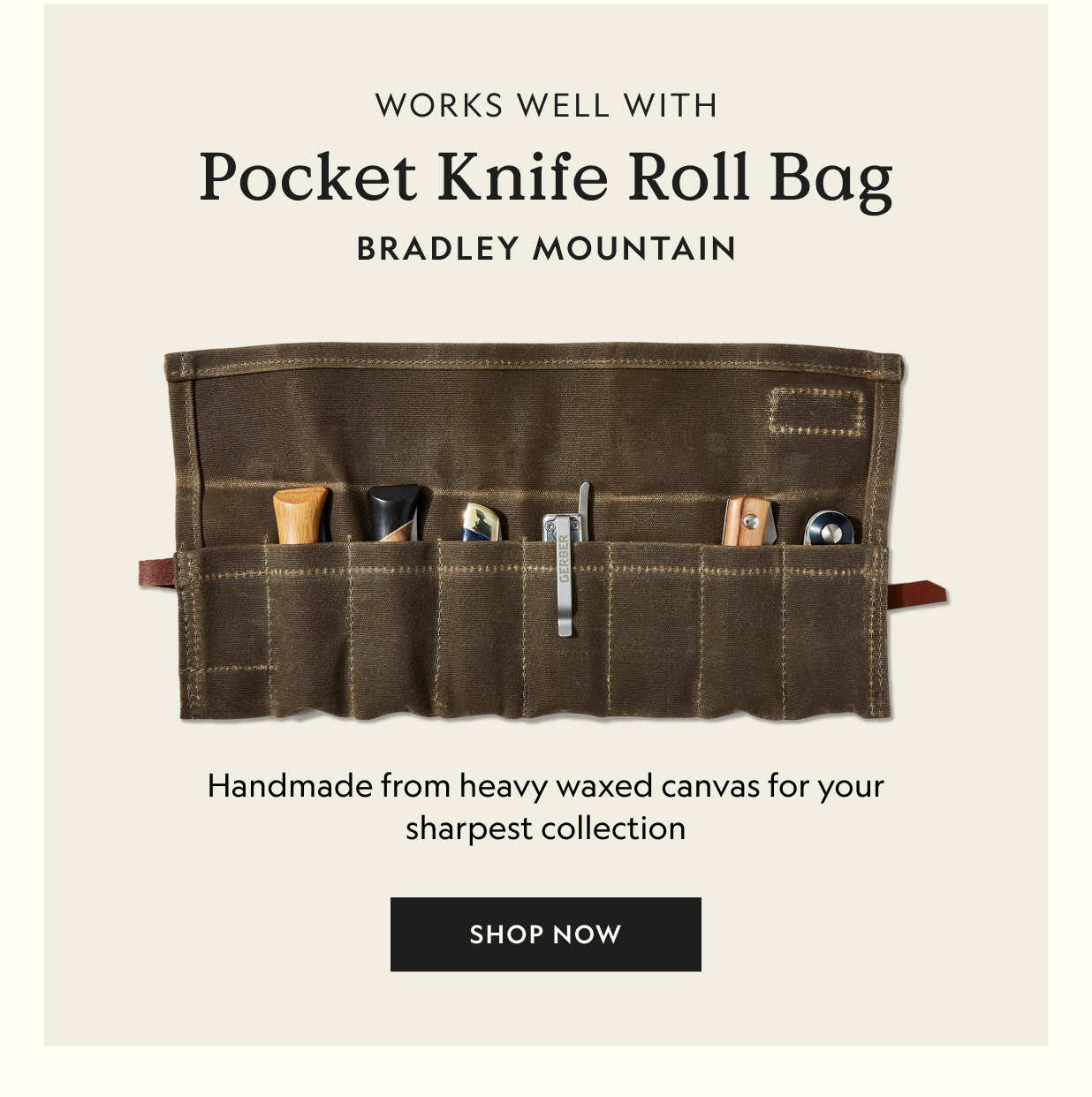 Waxed Canvas Pocket Knife Roll Bag