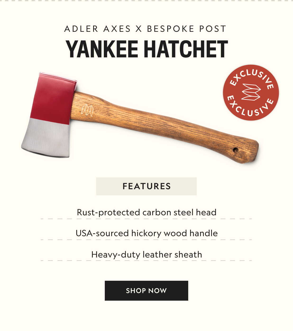Exclusive Adler Axes x Bespoke Post Yankee Hatchet