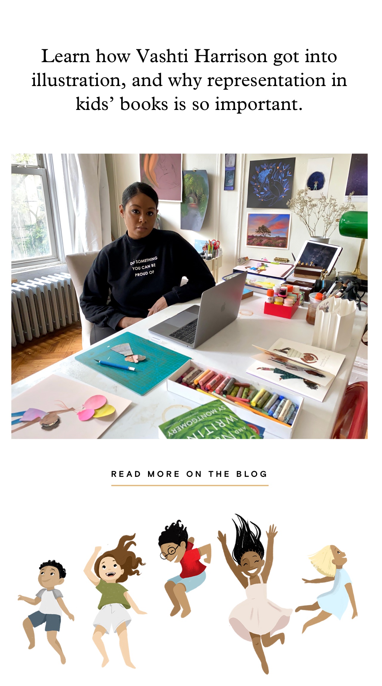 Learn how Vashti Harrison got into illustration, and why representation in kids’ books is so important. Read more on the blog: 