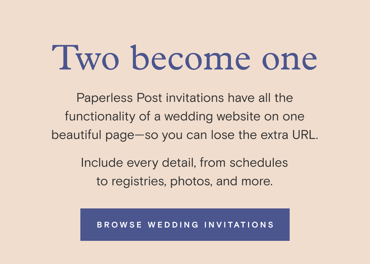A wedding website + invitation in one Paperless Post