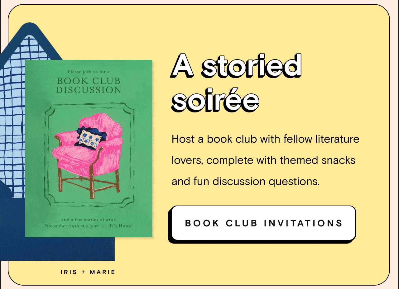 A storied soirée. BOOK CLUB INVITATIONS