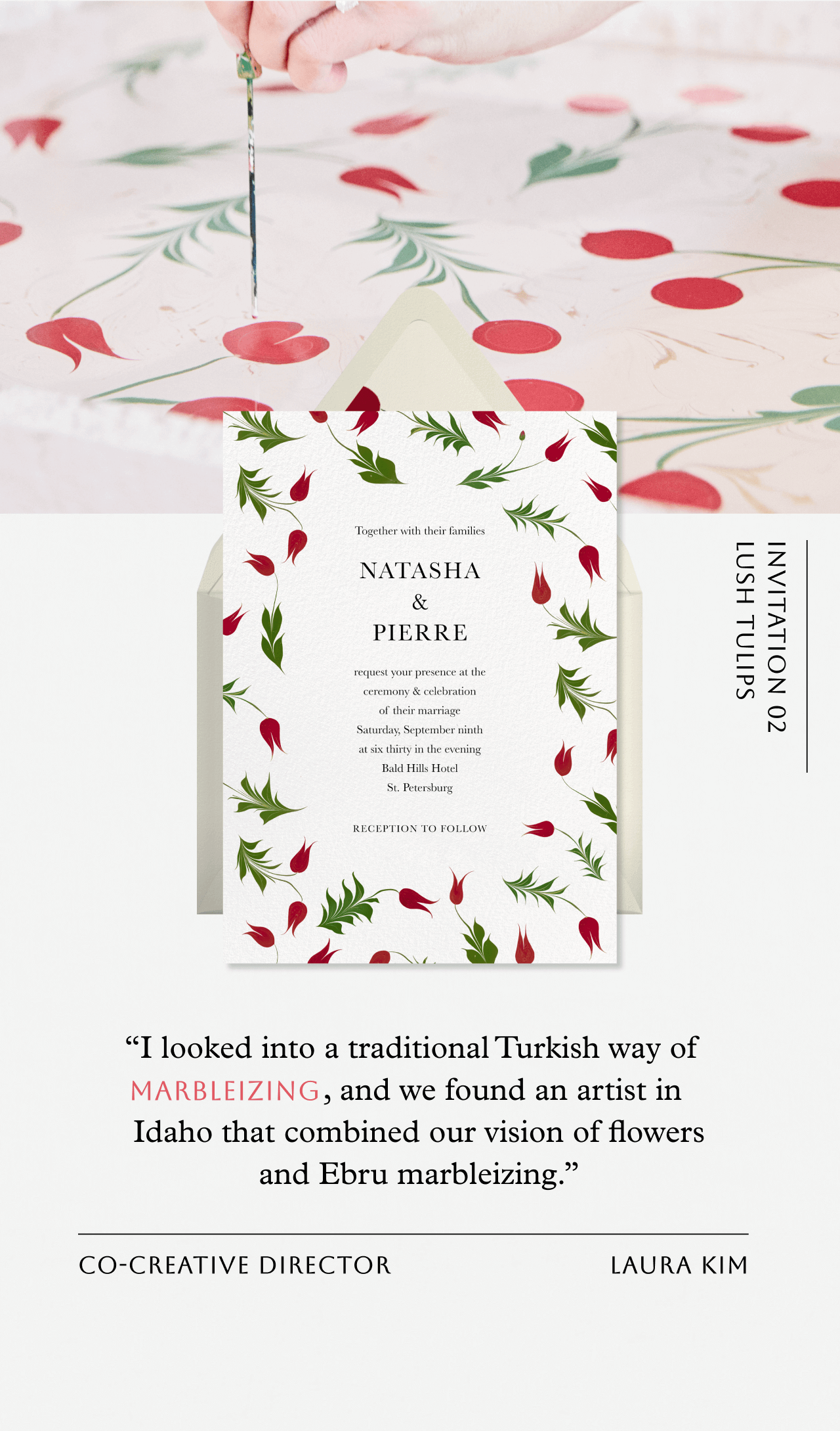 INVITATION 02 LUSH TULIPS. CO-CREATIVE DIRECTOR LAURA KIM