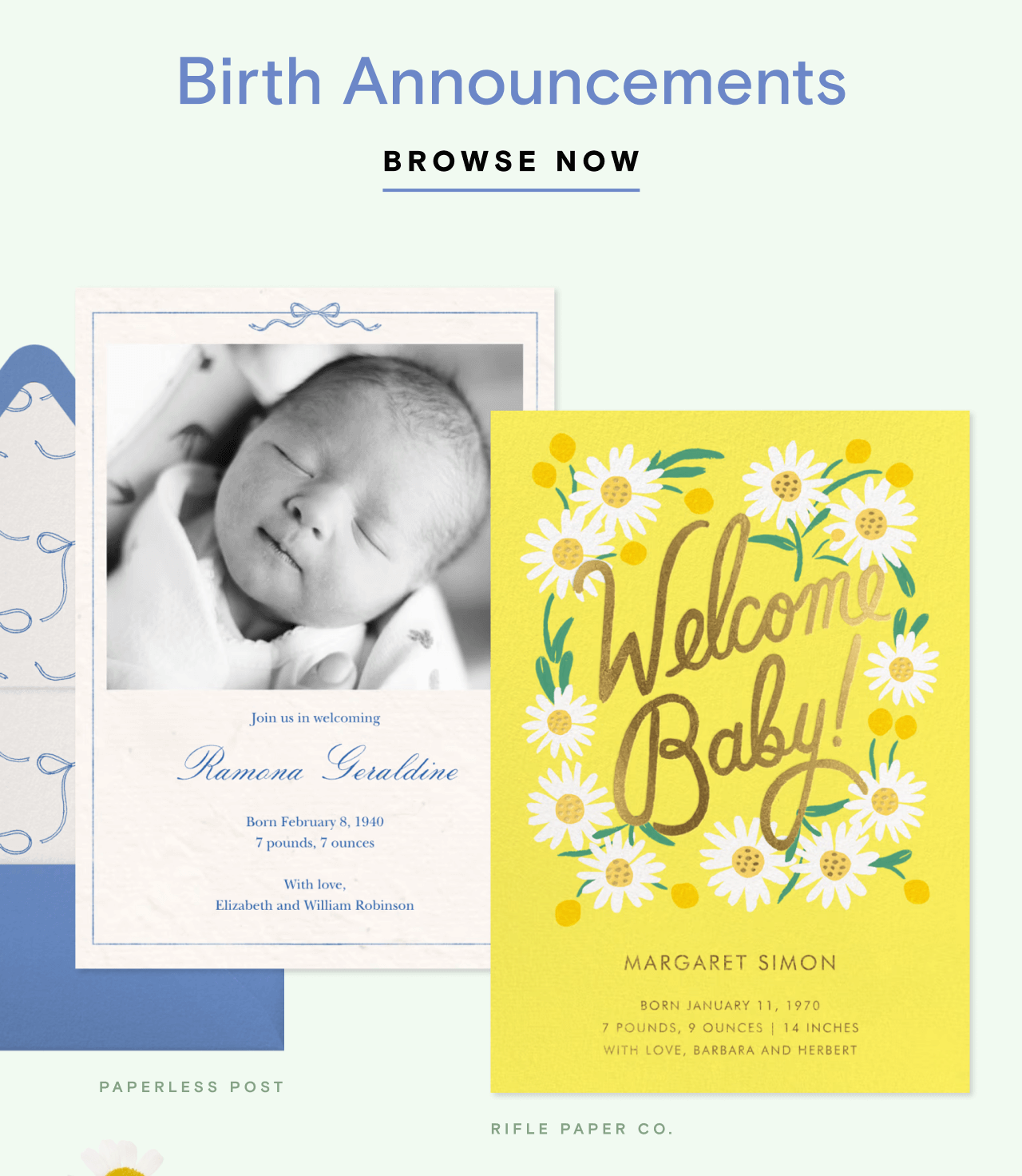 Birth Announcements. BROWSE NOW. Welocome Baby