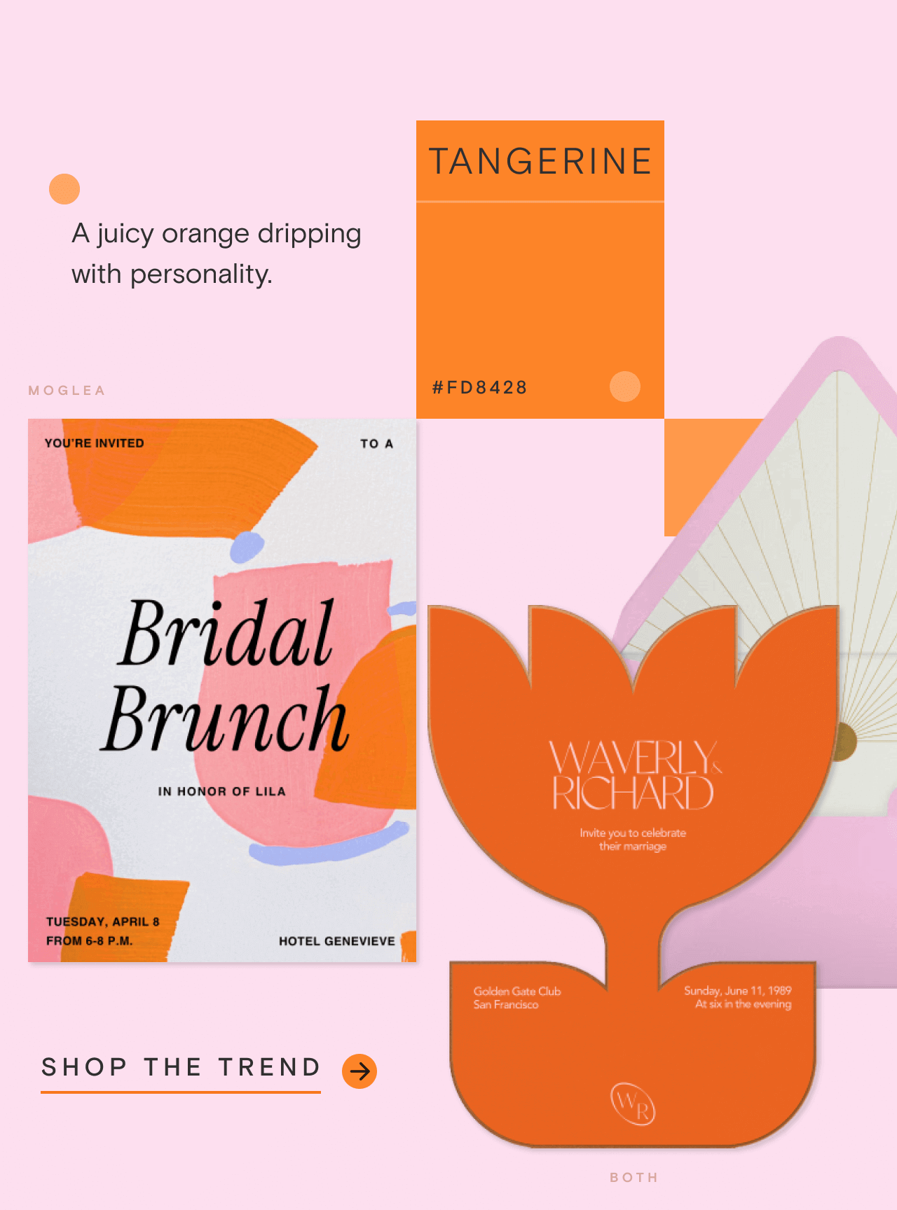 TANGERINE. Bridal Brunch. SHOP THE TREND