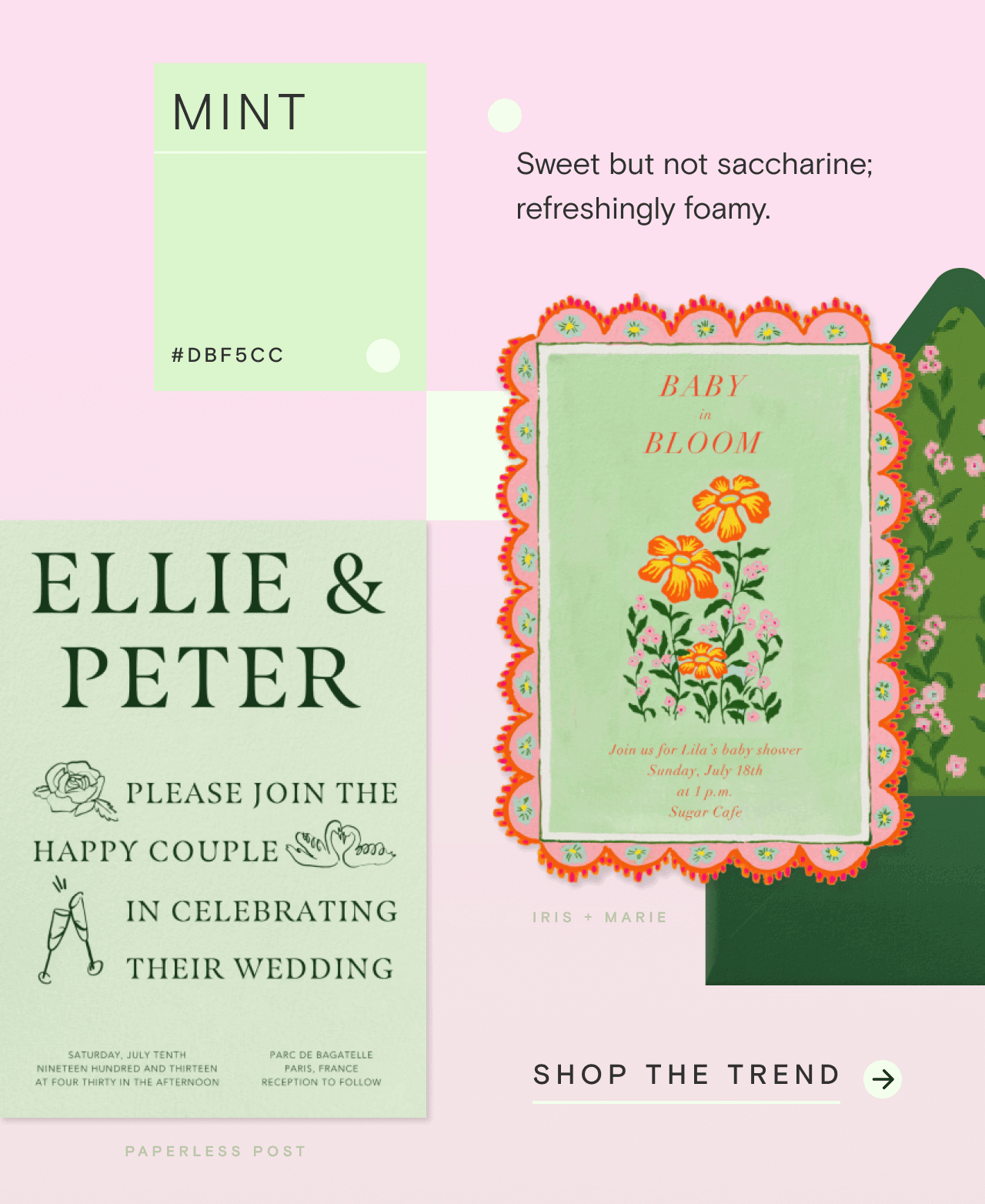 MINT. BABY in BLOOM. SHOP THE TREND