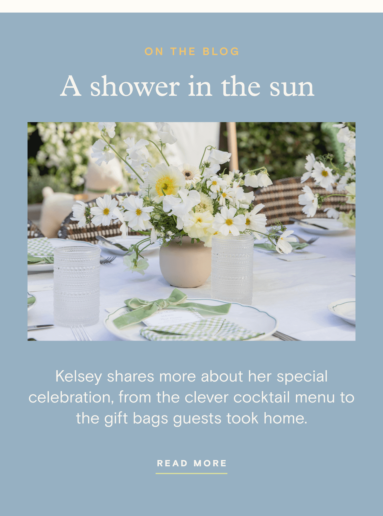 ON THE BLOG. A shower in the sun. READ MORE