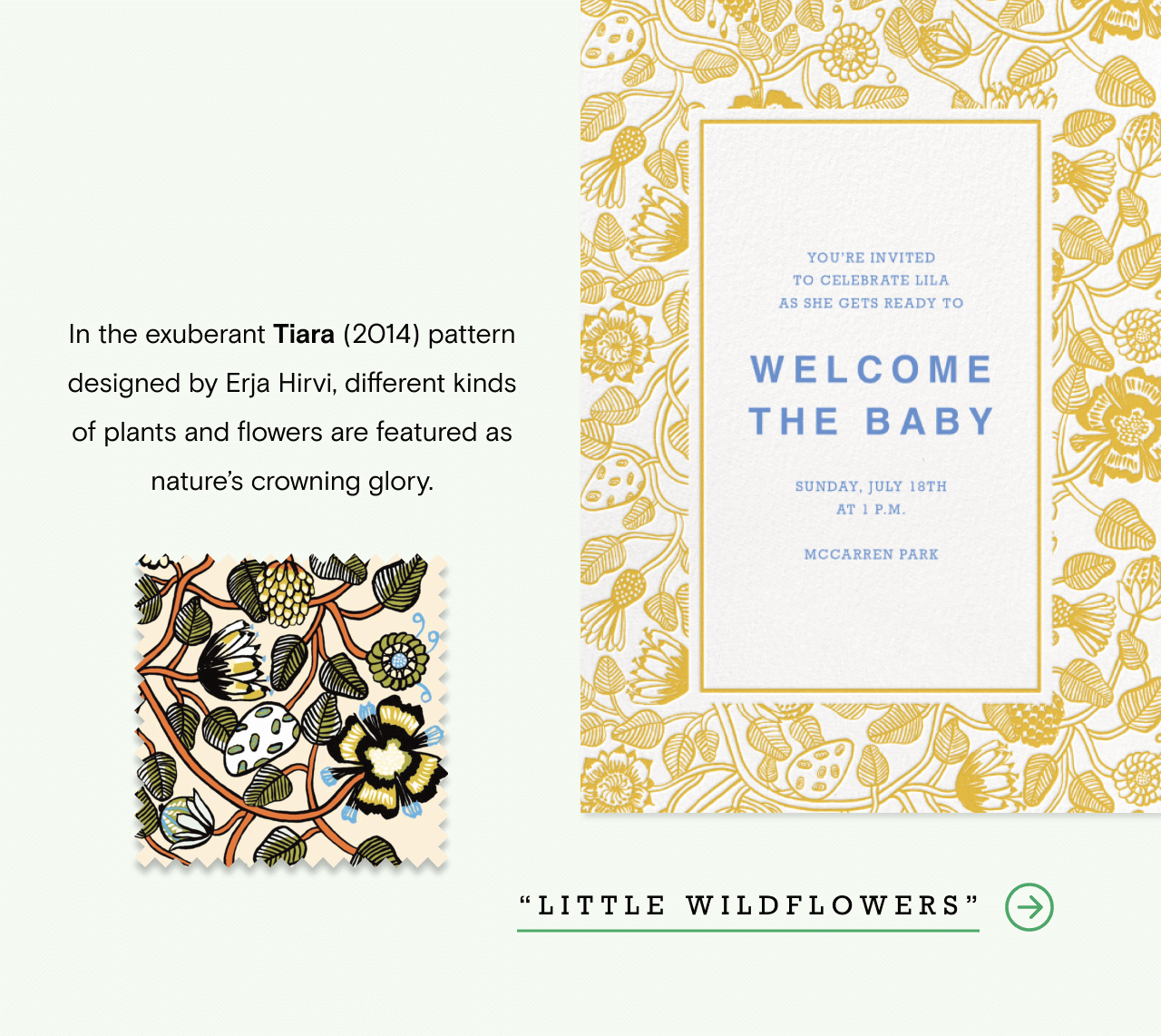 WELCOME THE BABY. LITTLE WILDFLOWERS