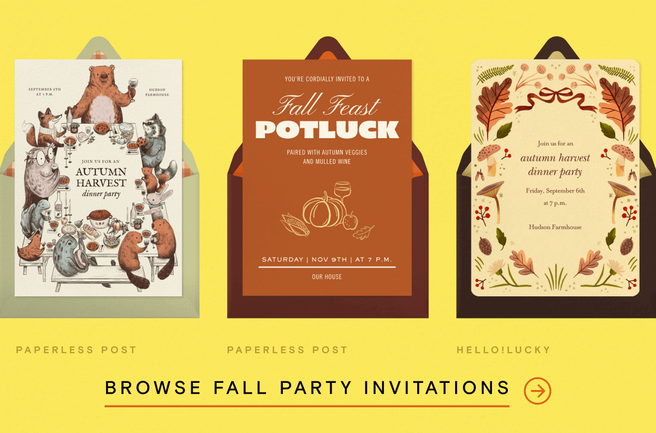 BROWSE FALL PARTY INVITATIONS