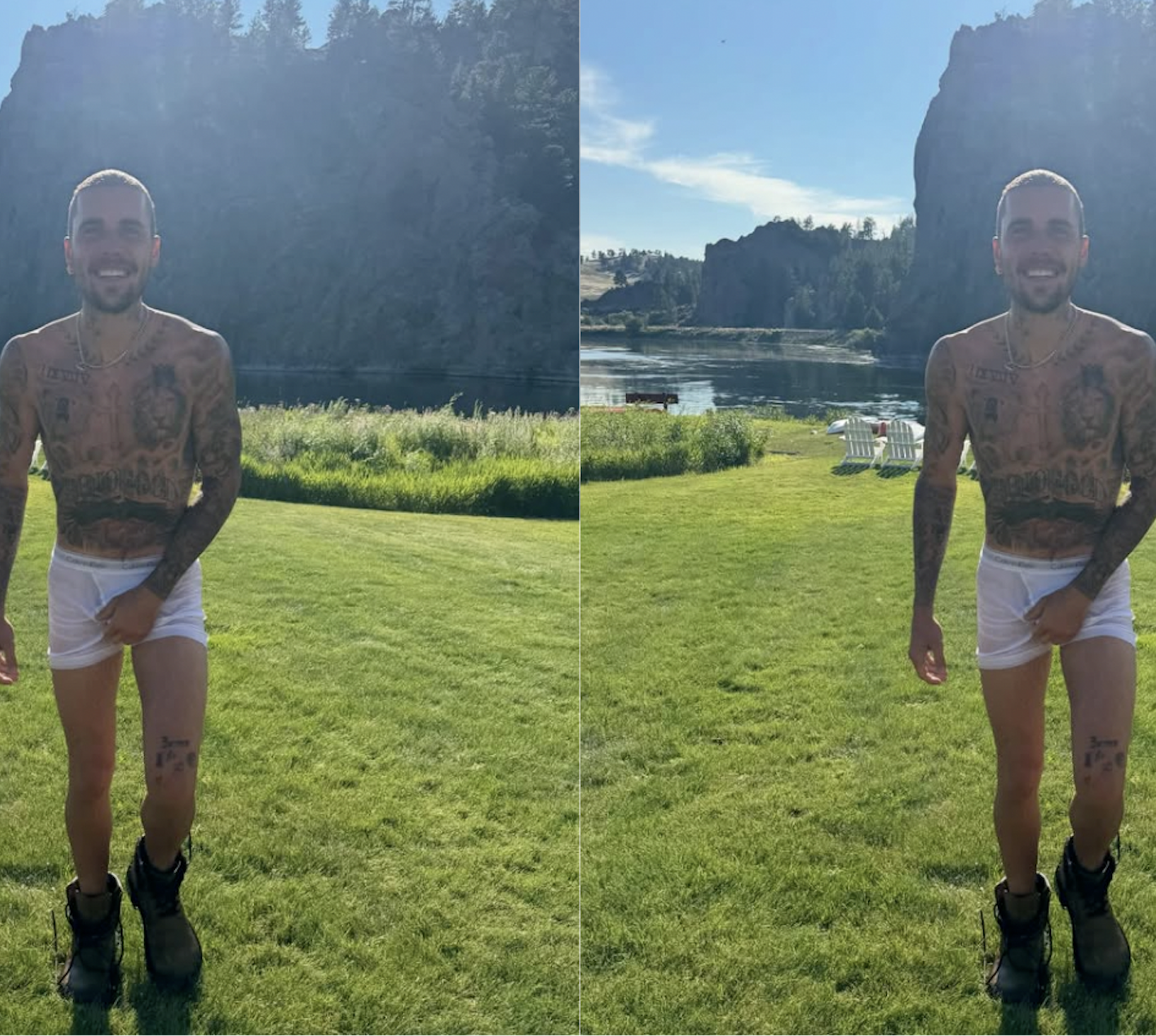 Justin Bieber Wears Nothing But Soaking Wet White Boxer Briefs 