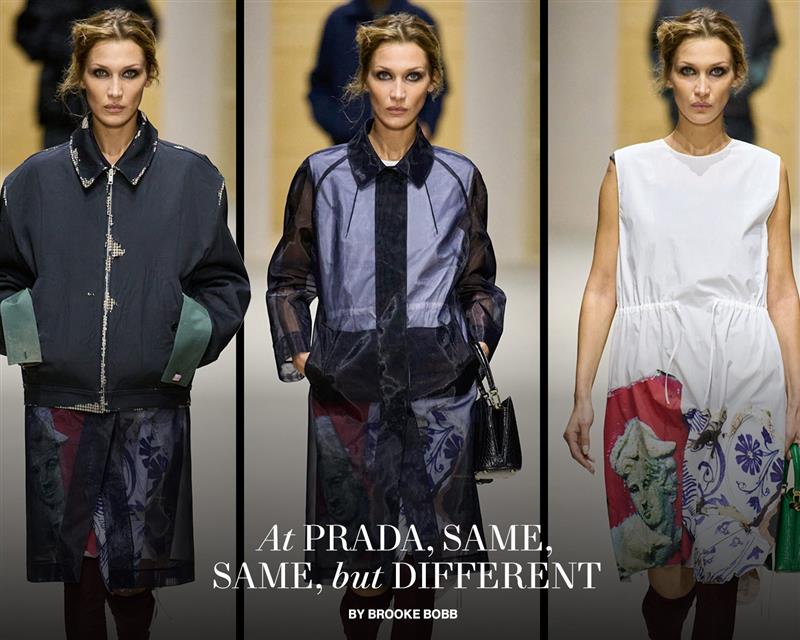 At Prada, Models Peeled Off Their Layers Between Walks