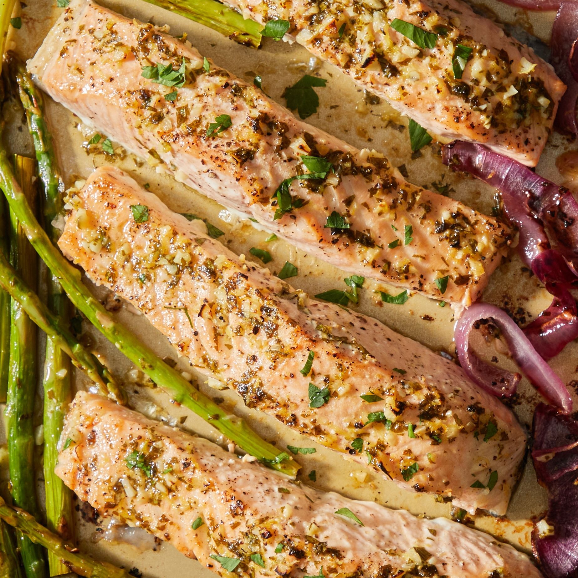Sheet-Pan Garlic Butter Salmon & Asparagus Lets The Oven Do The Work Tonight