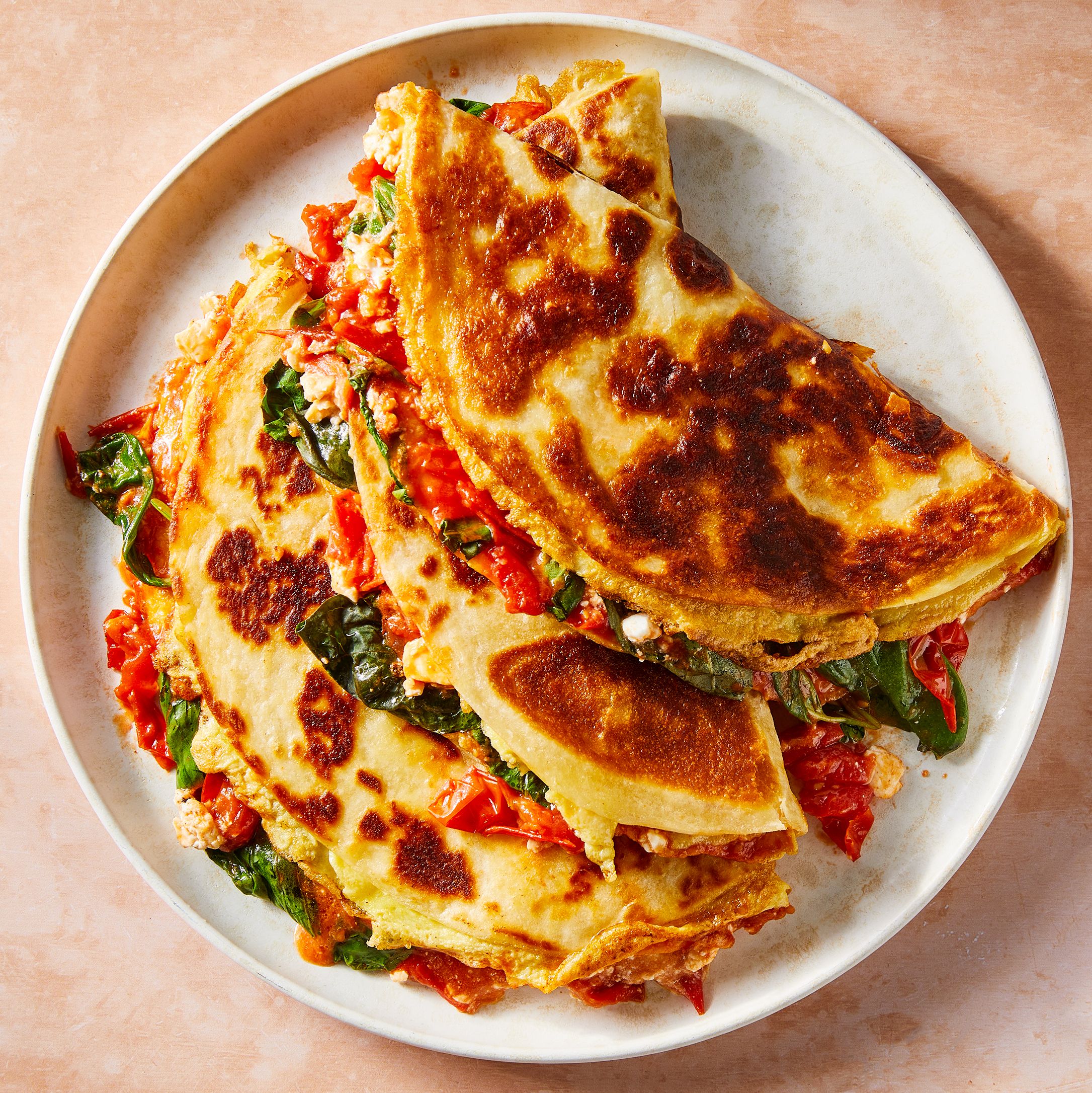 Tomato, Basil & Feta Omelet Quesadilla Is A Breakfast-For-Dinner Star