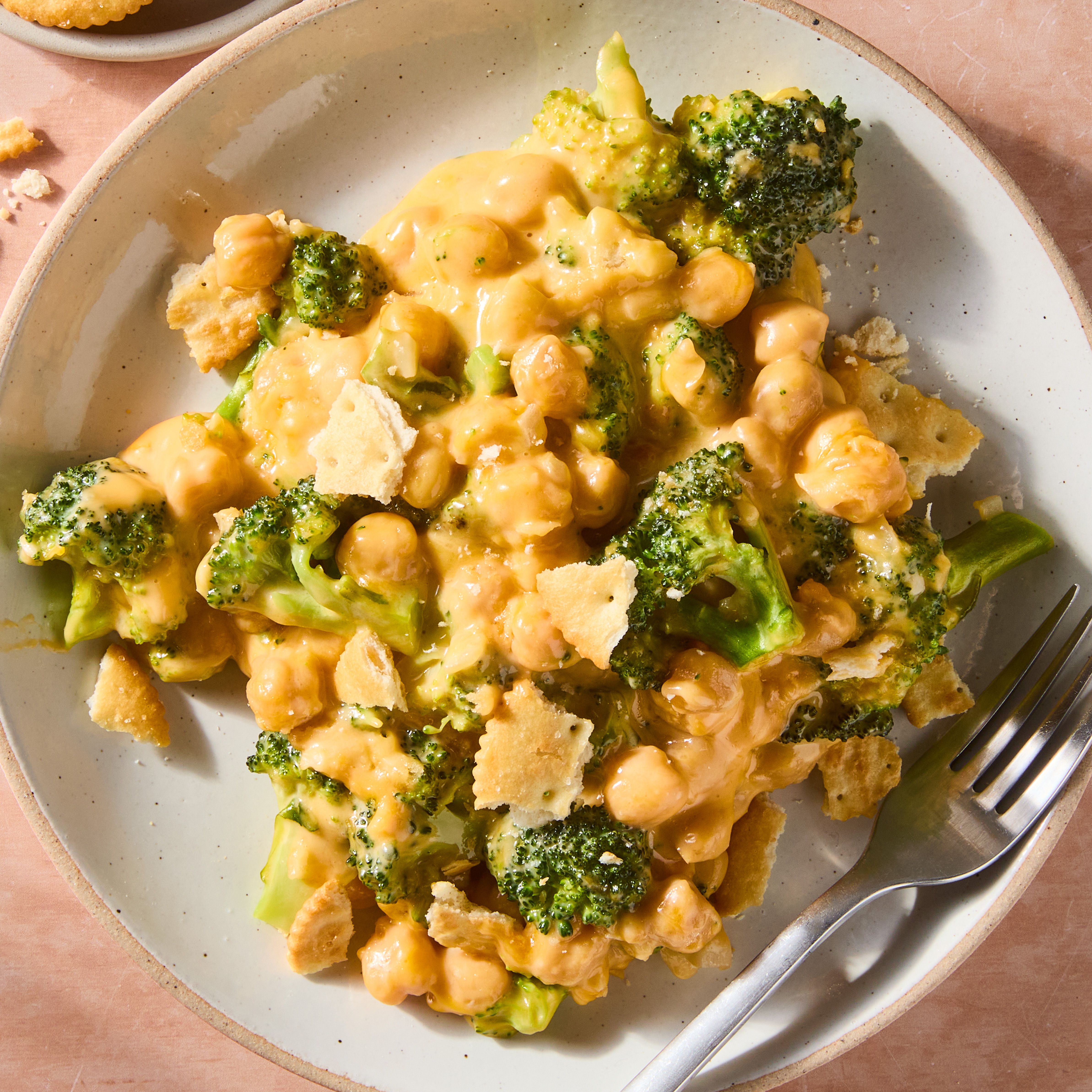 Cheesy Broccoli Cheddar Chickpea Skillet