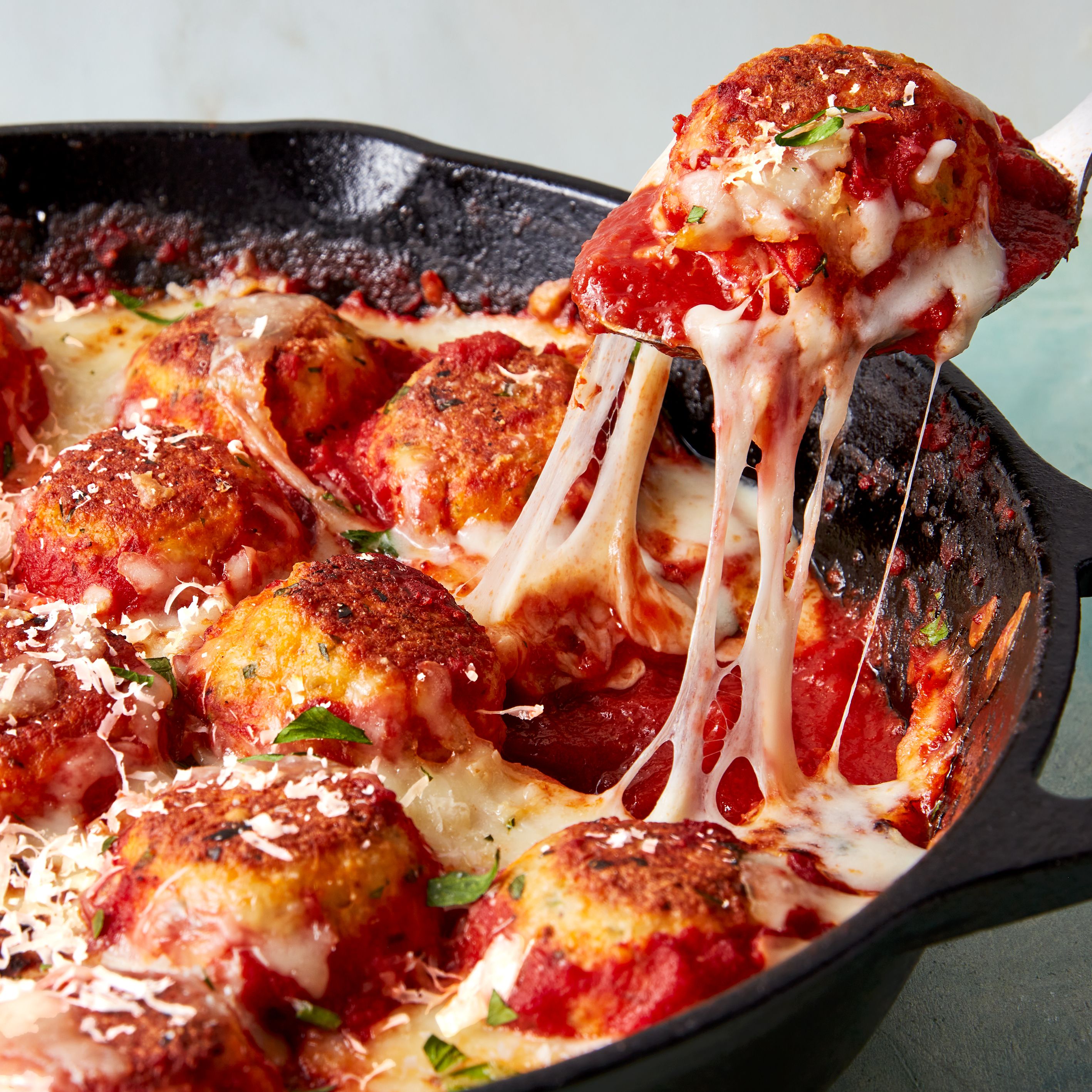Chicken Parm Meatball Skillet