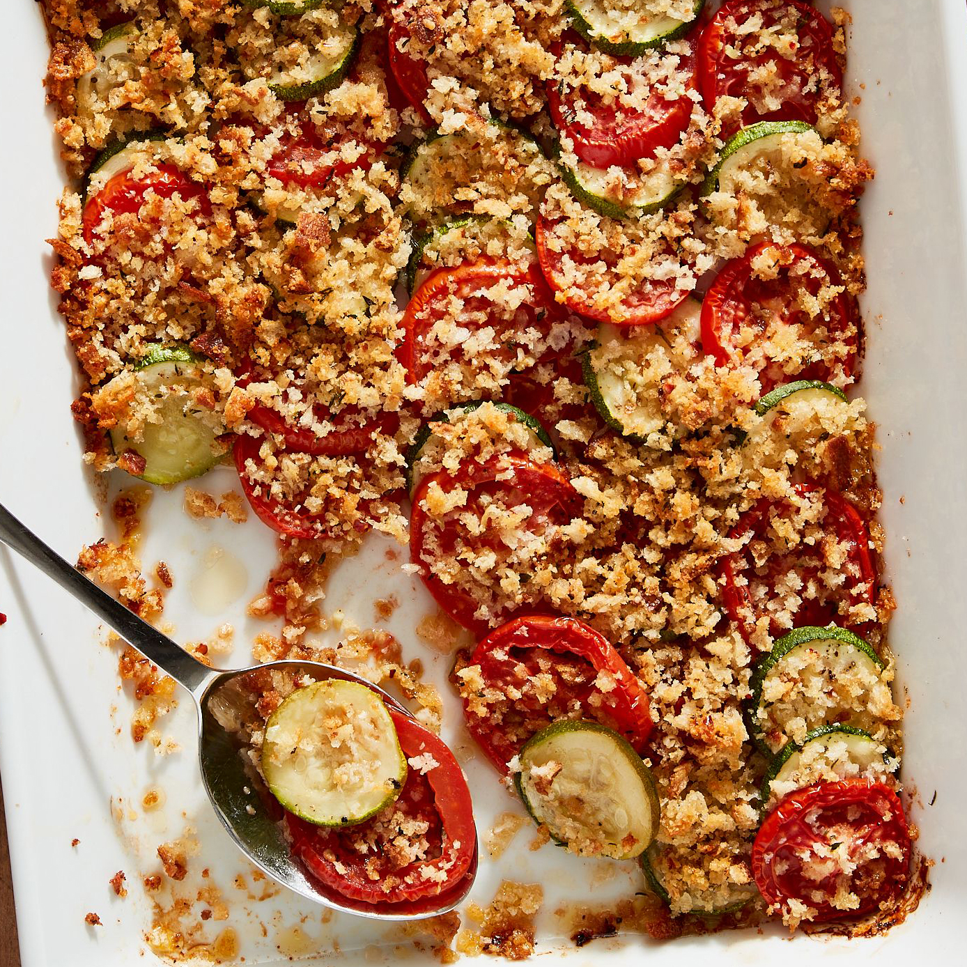 This Easy Zucchini Casserole Is Topped With Garlicky-Parm Bread Crumbs
