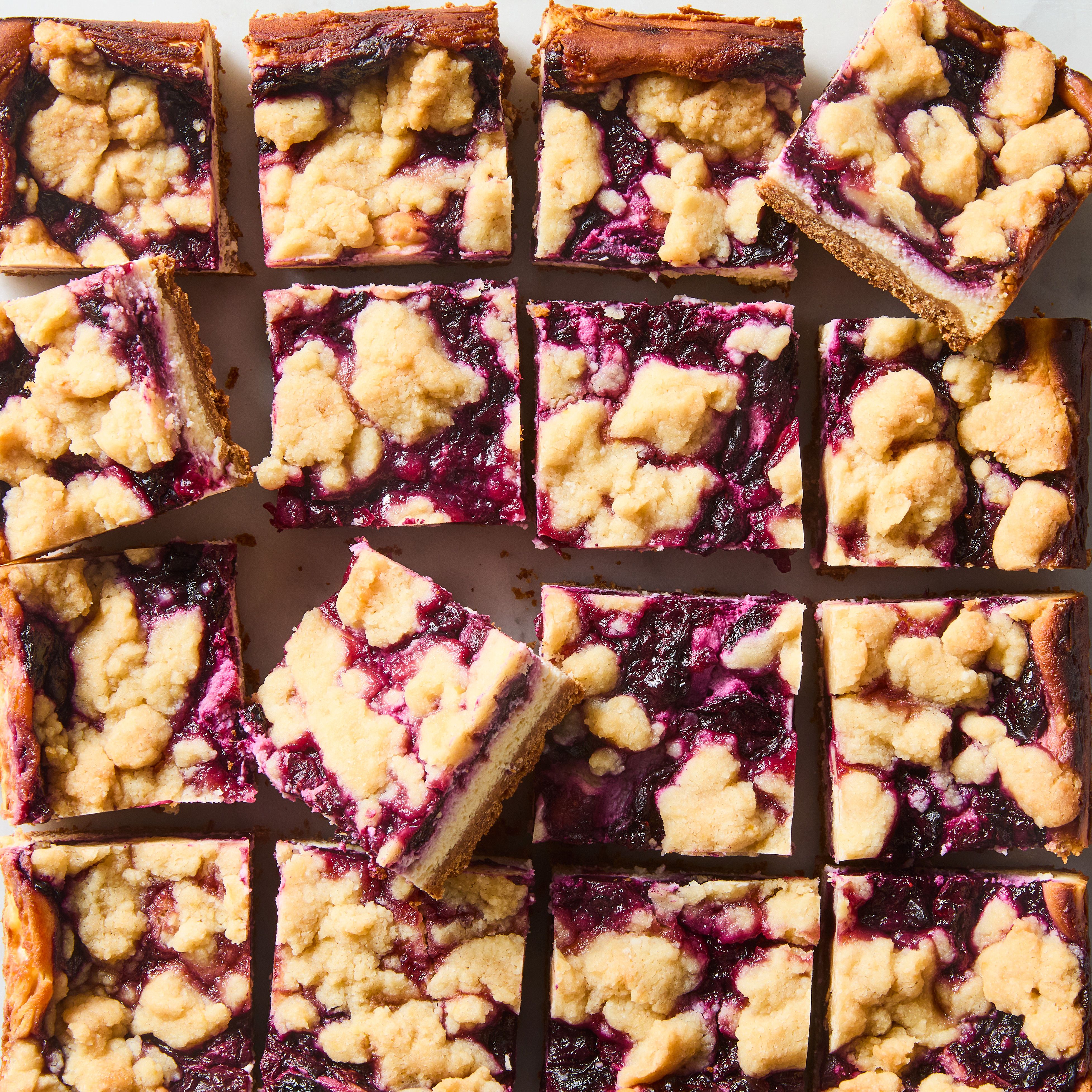 Blueberry Crumble Cheesecake Bars