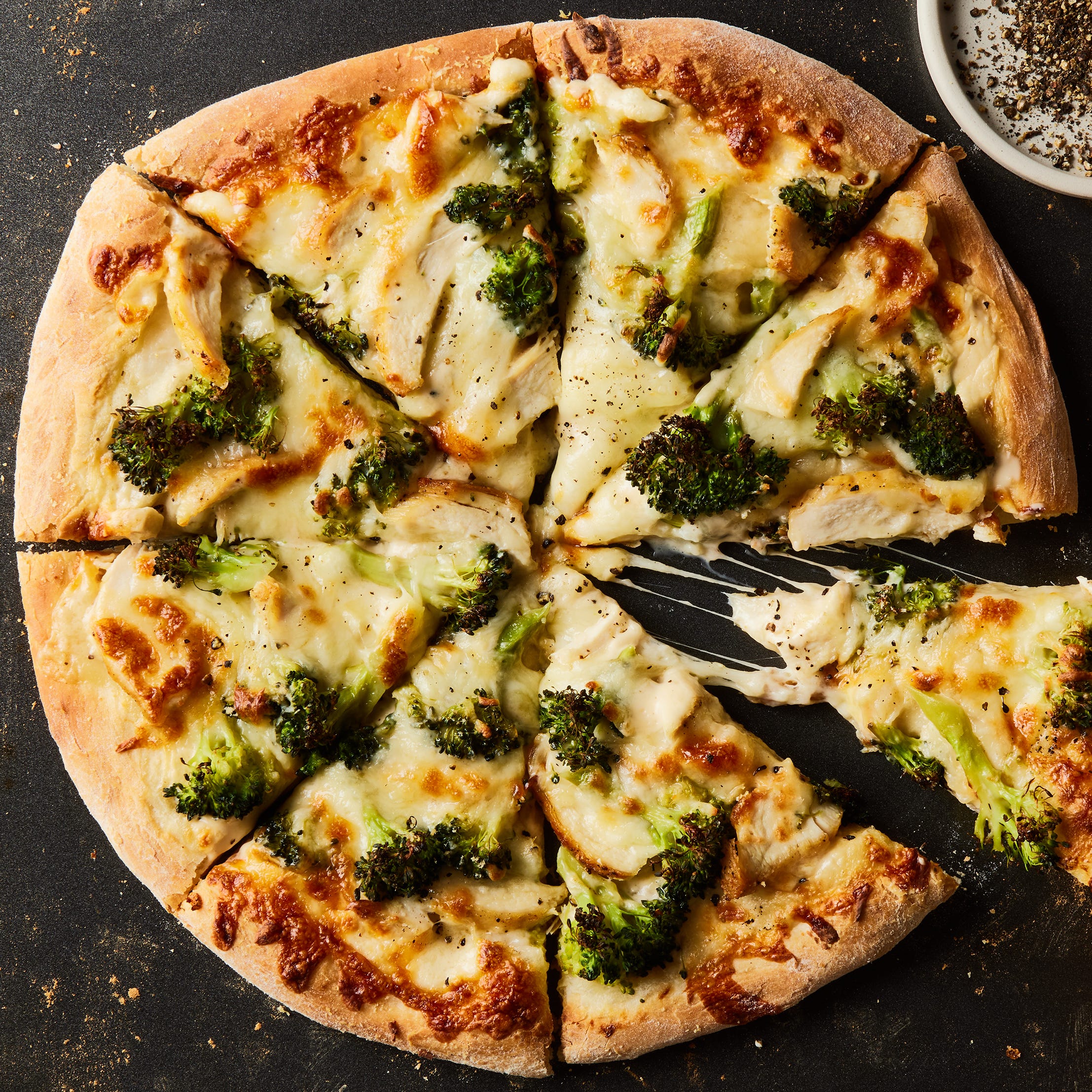 Chicken Broccoli Alfredo Pizza