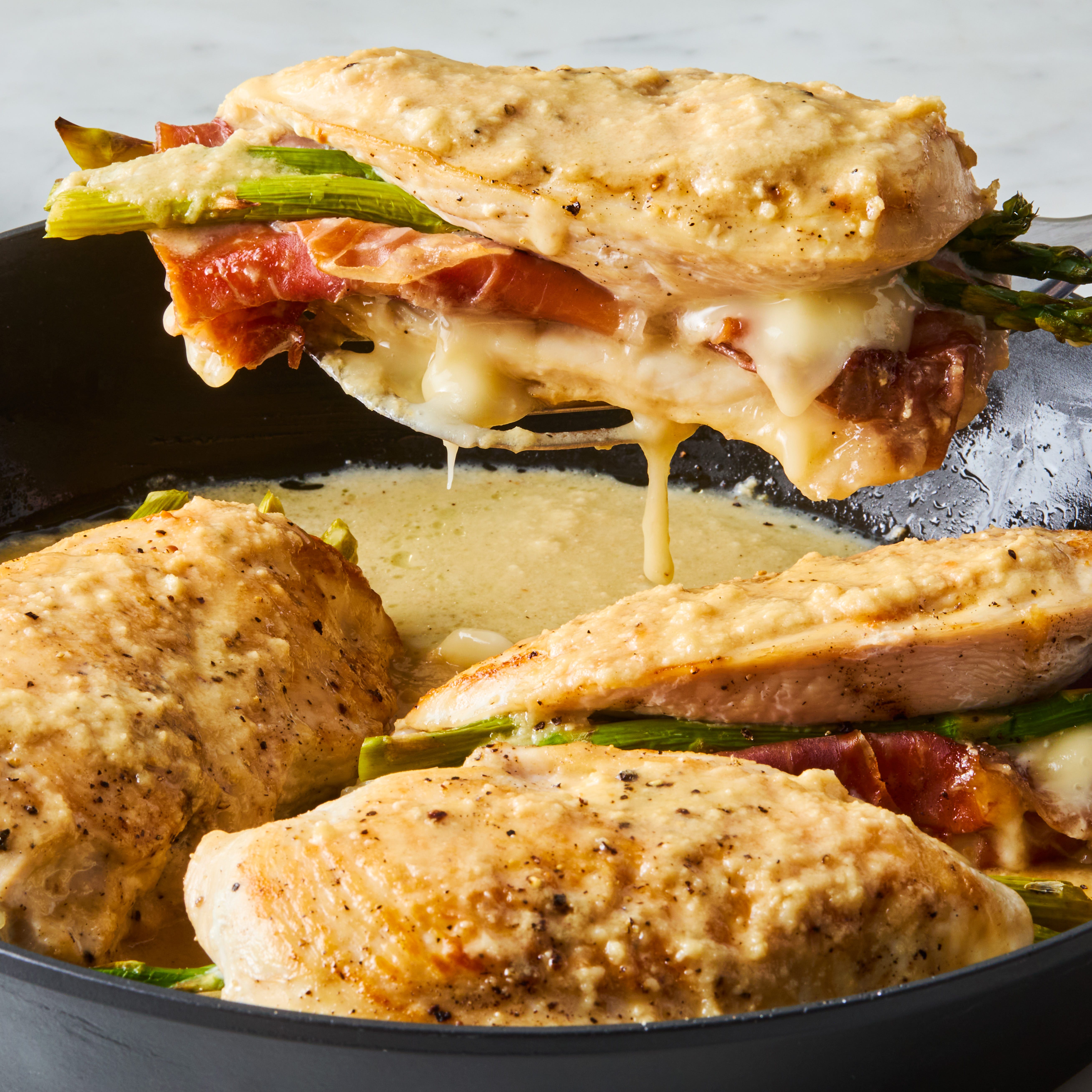 Brie, Asparagus & Prosciutto-Stuffed Chicken