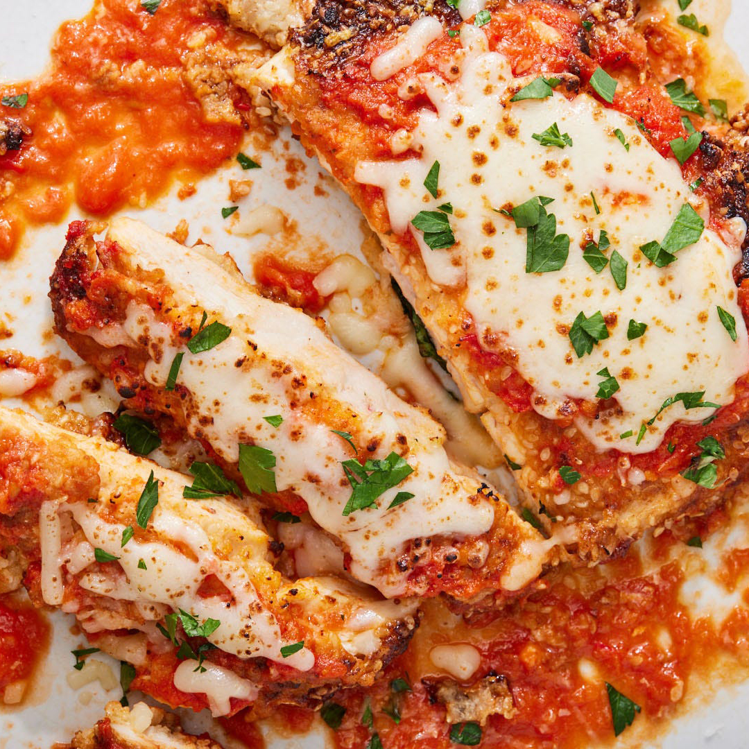 Sesame Seed-Crusted Chicken Parm