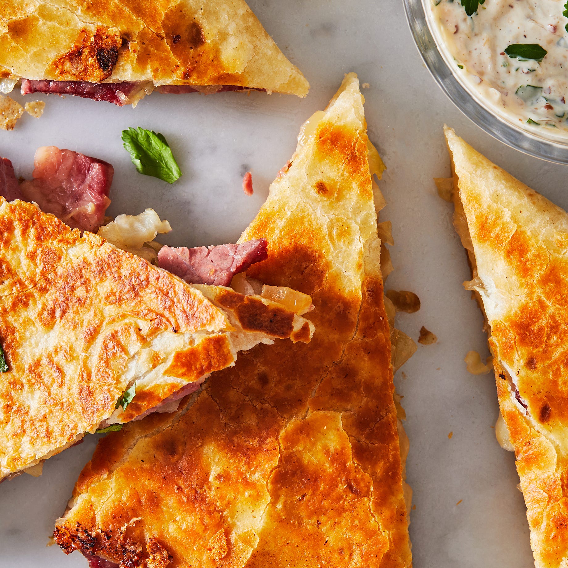 Corned Beef & Cabbage Cheese Quesadillas