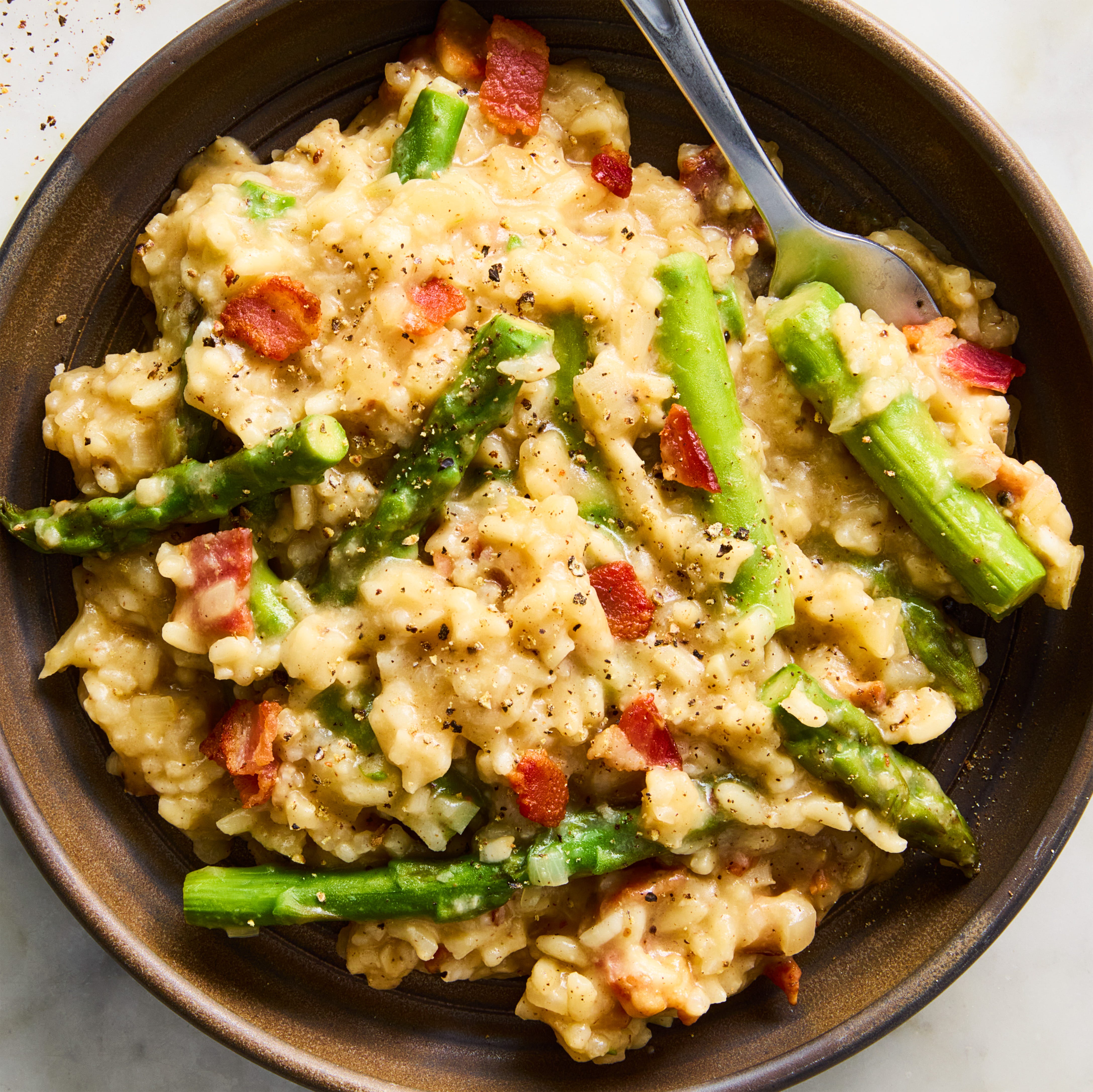 Creamy Asparagus Bacon Risotto