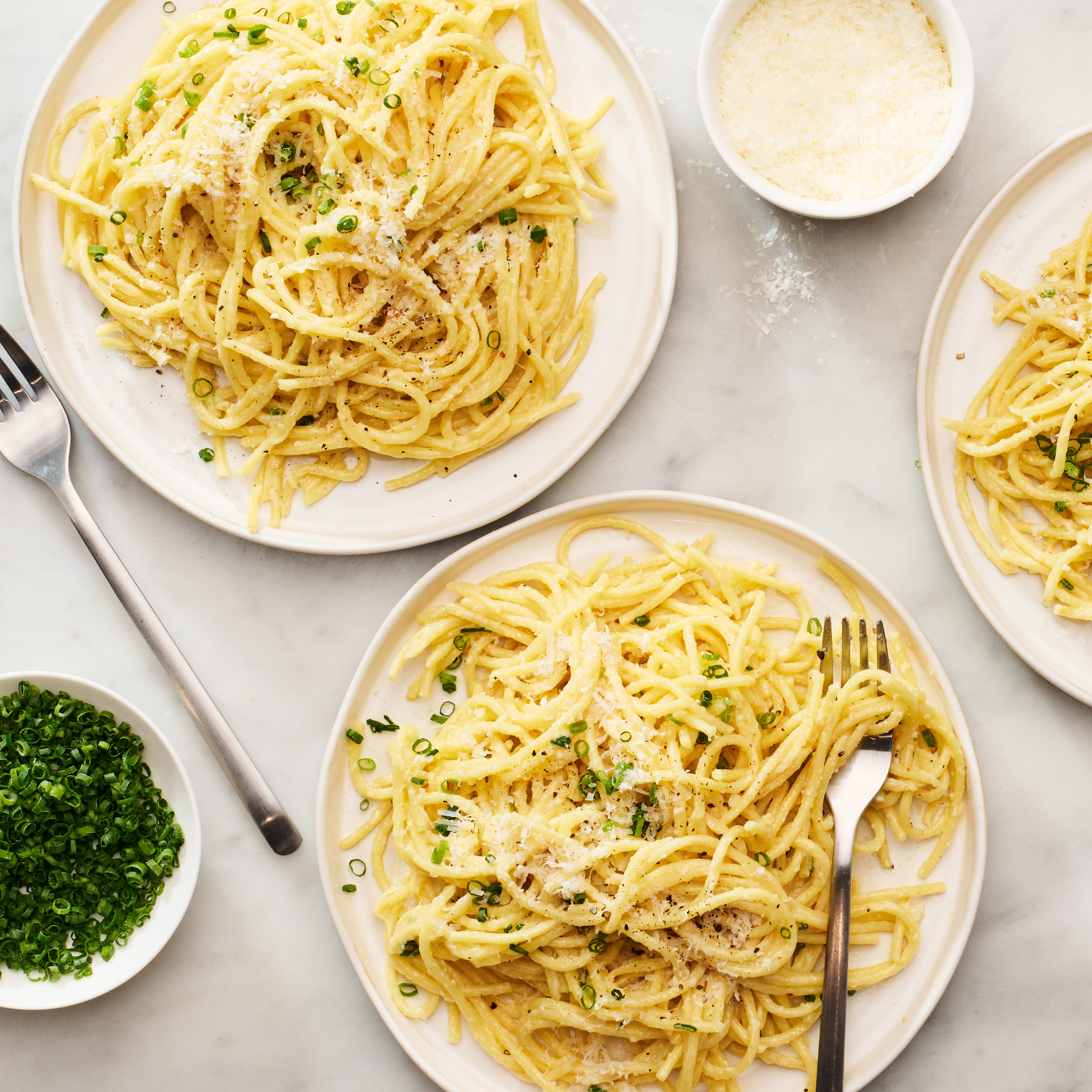 Creamy Three-Cheese Spaghetti Creamy Three-Cheese Spaghetti