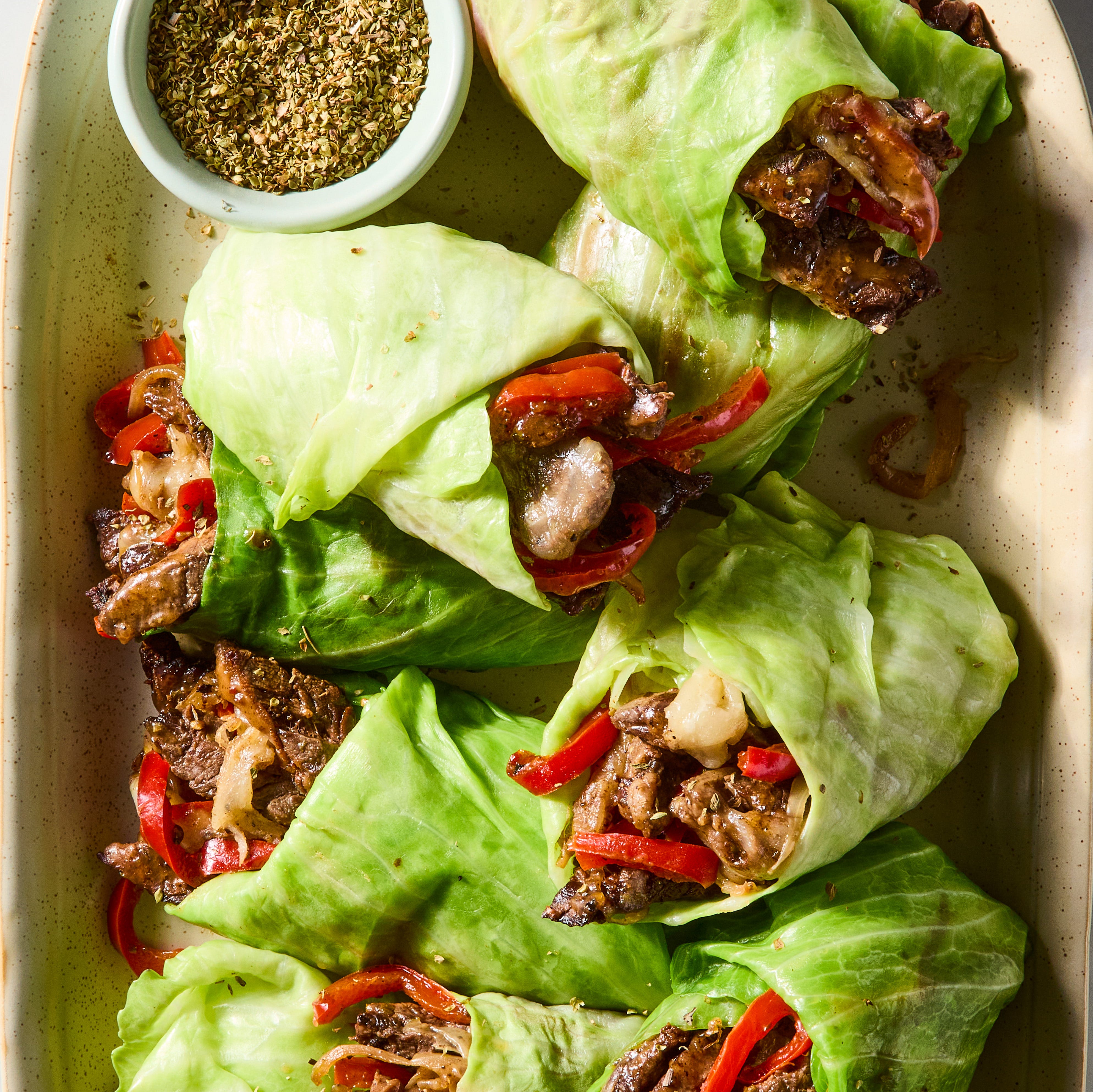 Philly Cheesesteak Cabbage Wraps