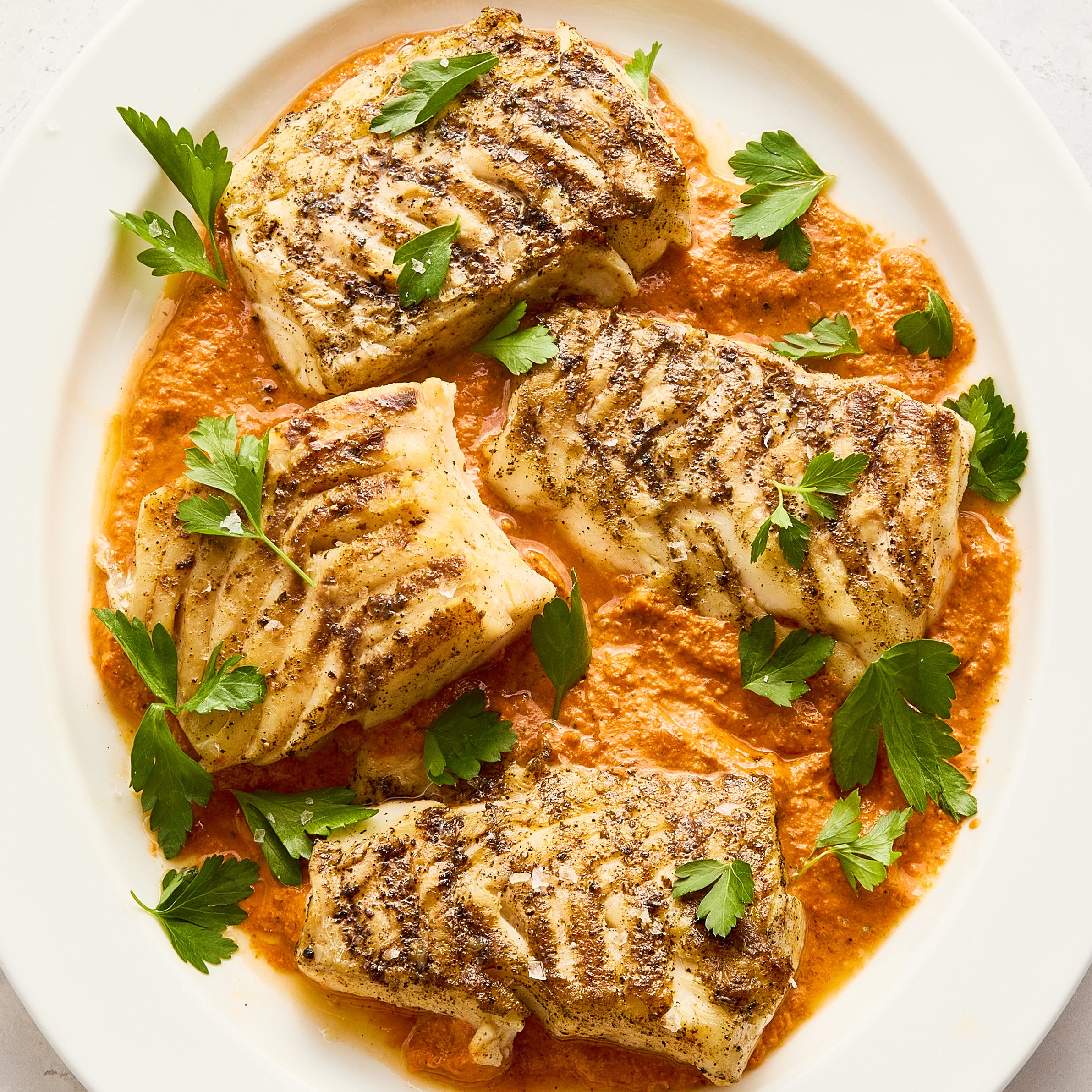 Grilled Cod With Romesco Sauce