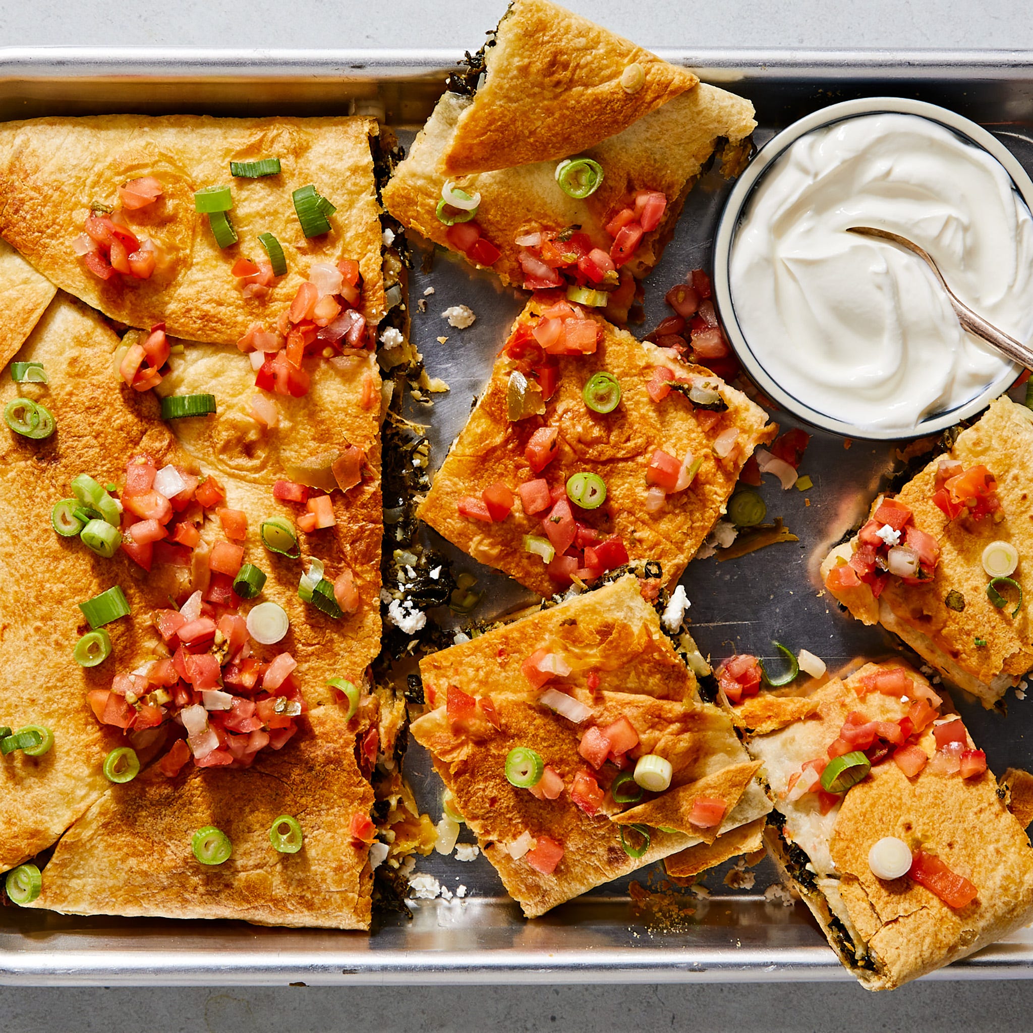 Sheet-Pan Spanakopita Quesadillas