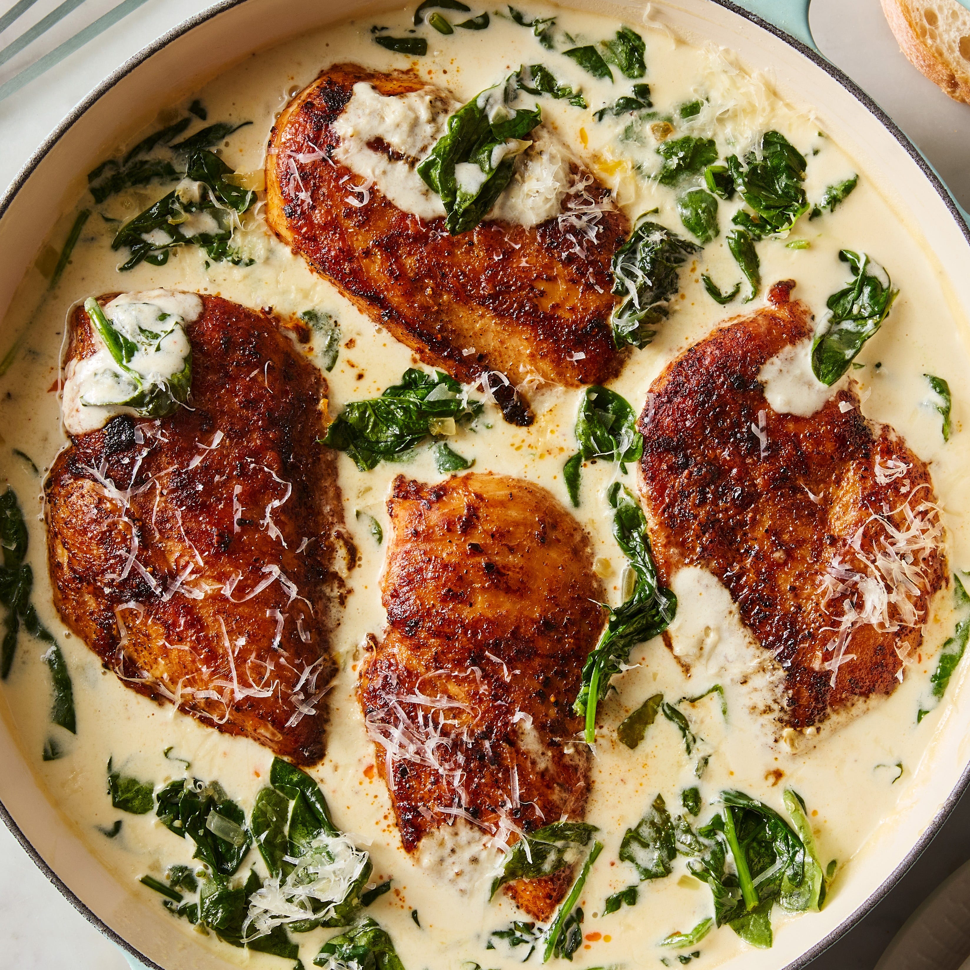 Creamy Spinach Garlic Chicken Is The One-Pan Dinner That's A Staple In My Weekly Rotation
