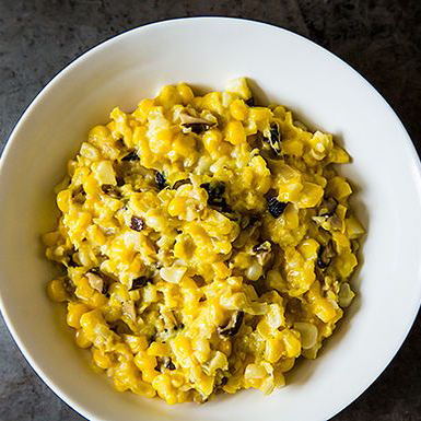   Kevin Gillespie's Creamless Creamed Corn with Mushrooms and Lemon 