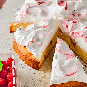 Raspberry Cake With Swirled Meringue