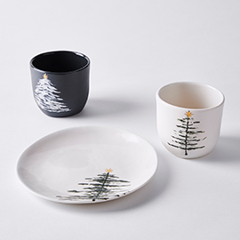 Handmade Holiday Tree Plate & Tumbler