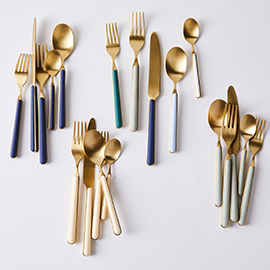 Italian Flatware, Gold Fantasia Color Flatware Set