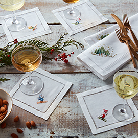 Hand-Embroidered Holiday Napkins