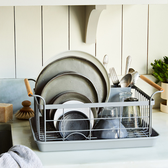 Wood-Handled Dish Rack