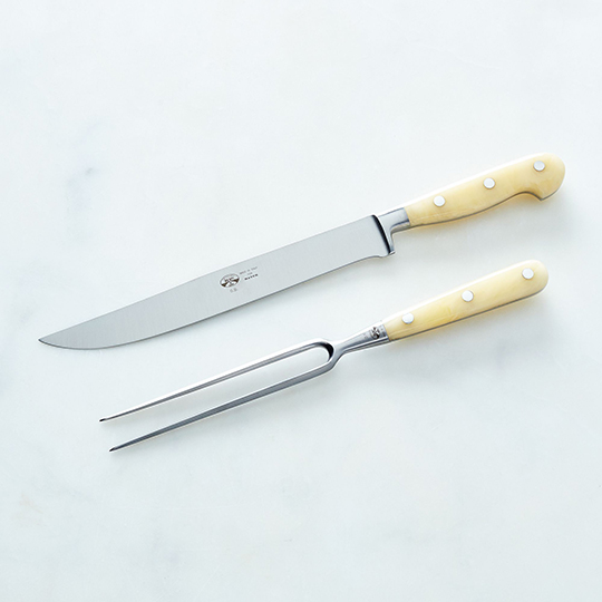Berti I Forgiati Carving & Serving Set with Cream Handles