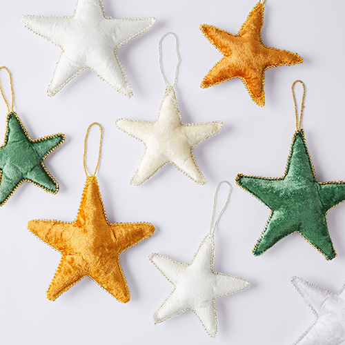 Velvet Holiday Star Ornaments