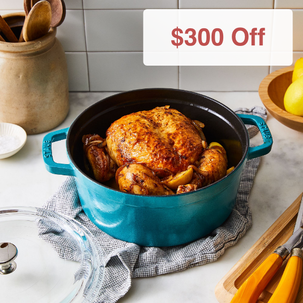 Staub Cast Iron Cocotte with Glass Lid, 4QT