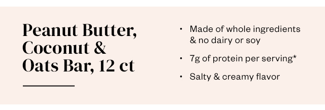 Peanut Butter, Coconut and Oats Bar, 12 ct