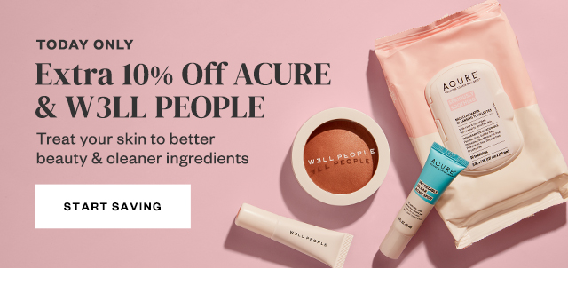 Today Only: Extra 10% Off Acure & W3LL PEOPLE. Start Saving.